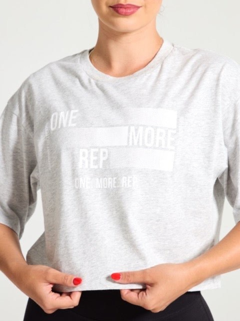 BuffBunny Rep Crop Tee in Heathered Grey- Small